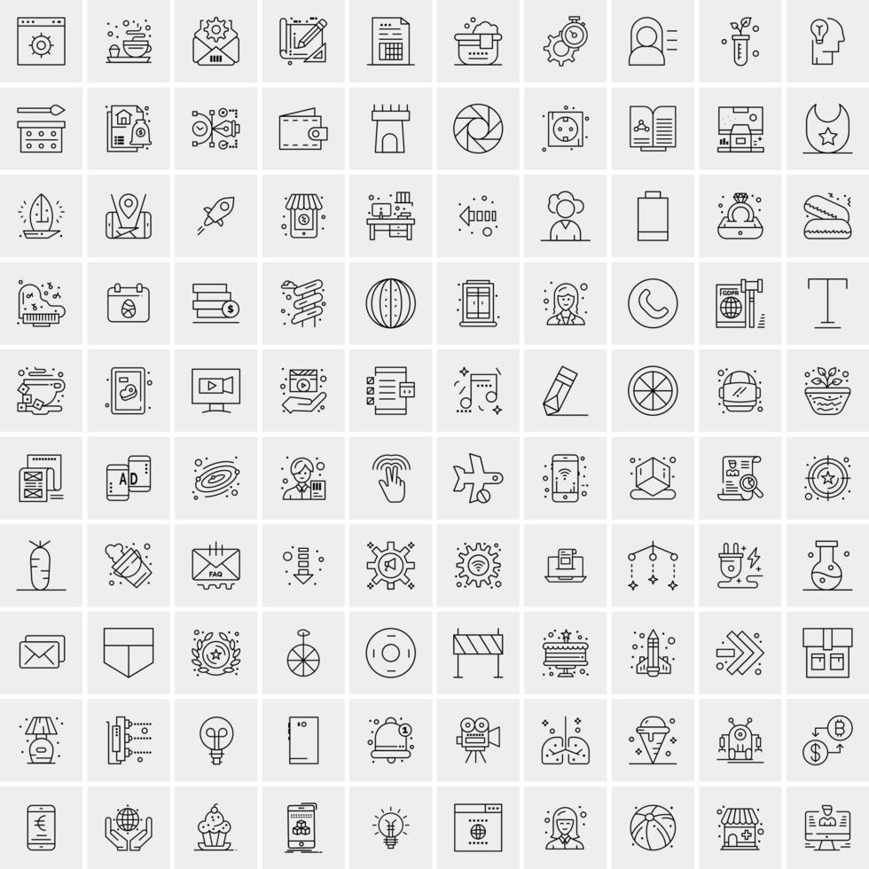 100 iconos de negocios para web y material impreso vector