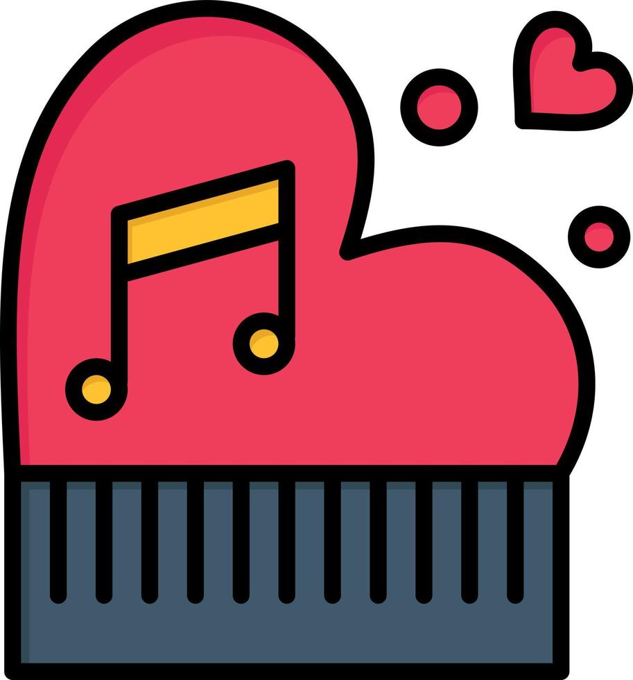 Classic Love Marriage Passion Piano Valentine Wedding  Flat Color Icon Vector icon banner Template