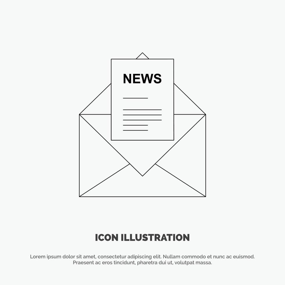 News Email Business Corresponding Letter Line Icon Vector