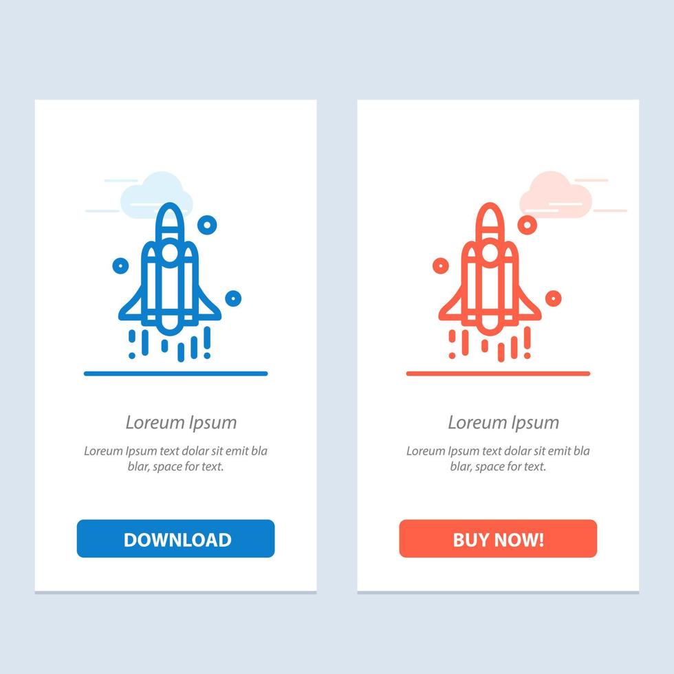 Launch Rocket Space Technology  Blue and Red Download and Buy Now web Widget Card Template vector