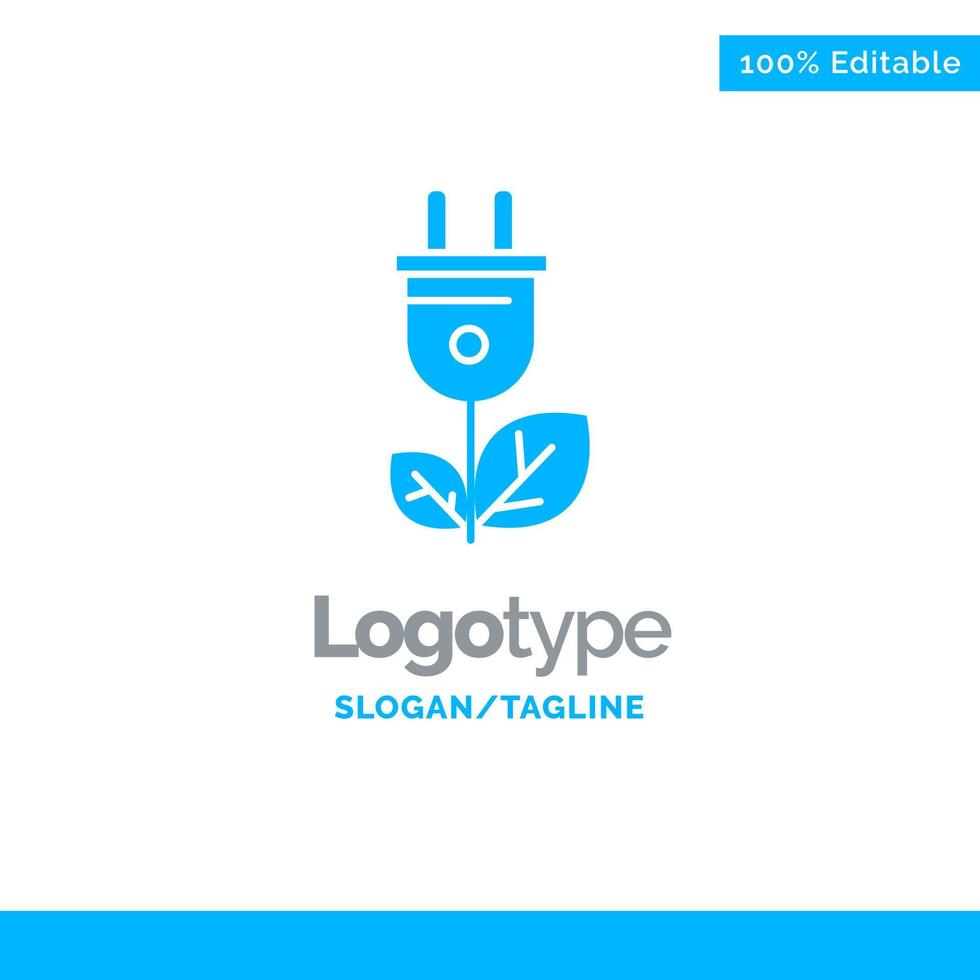 Biomass Energy Plug Power Blue Solid Logo Template Place for Tagline vector
