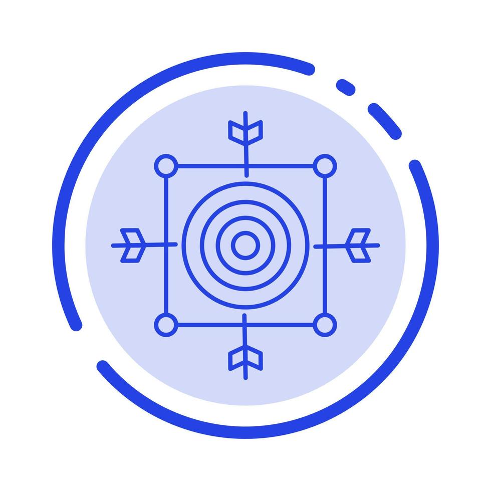 Focus Board Dart Arrow Target Blue Dotted Line Line Icon vector