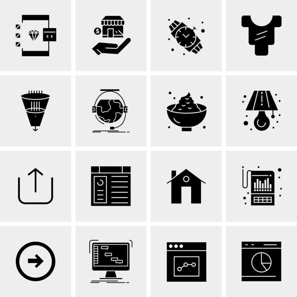 16 iconos de negocios universales vector ilustración de icono creativo para usar en proyectos relacionados con la web y dispositivos móviles