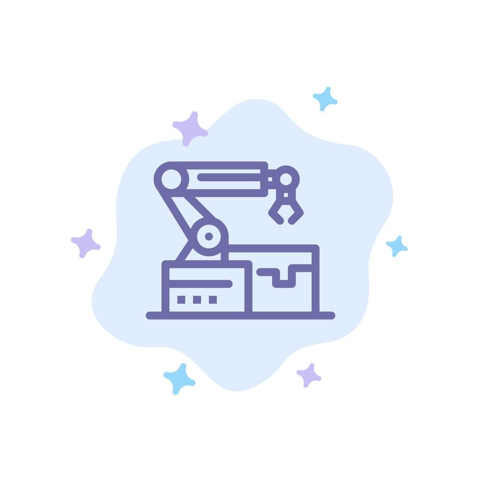Automated Robotic Arm Technology Blue Icon on Abstract Cloud Background vector