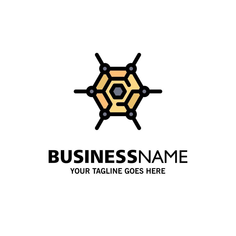 Decentralized Network Technology Business Logo Template Flat Color vector