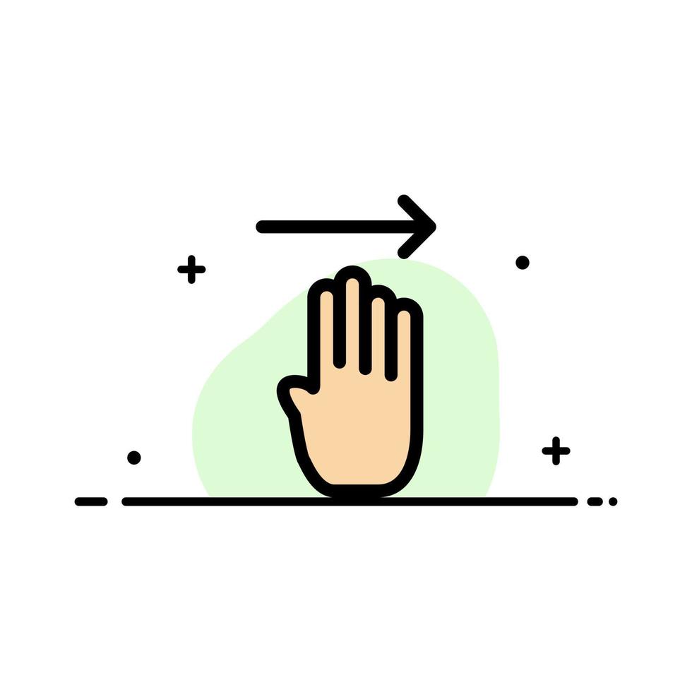 Finger Four Gesture Right  Business Flat Line Filled Icon Vector Banner Template