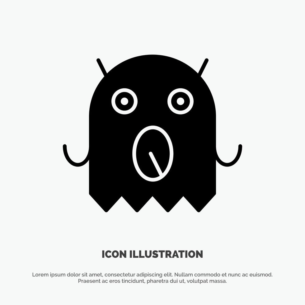 Monster Alien Space Solid Black Glyph Icon vector