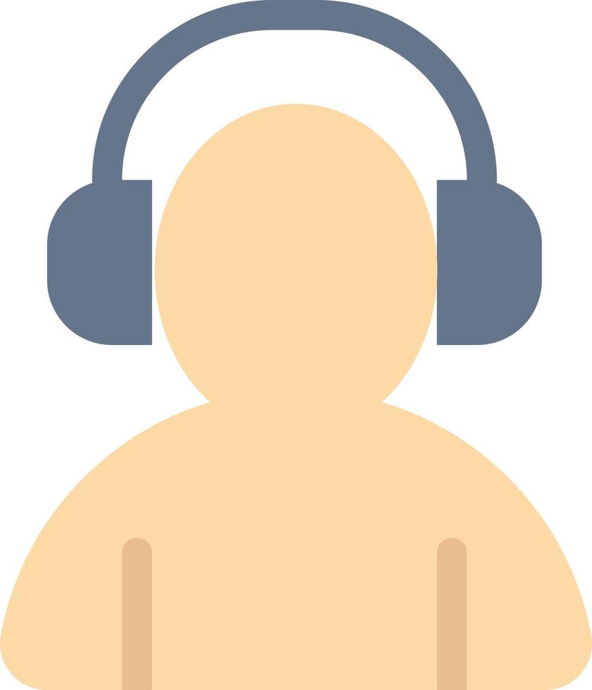 Avatar Support Man Headphone  Flat Color Icon Vector icon banner Template