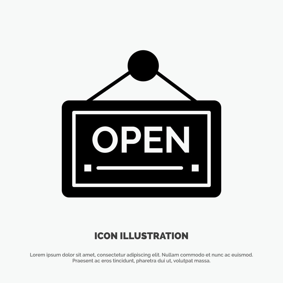 Open Sign Board Hotel solid Glyph Icon vector