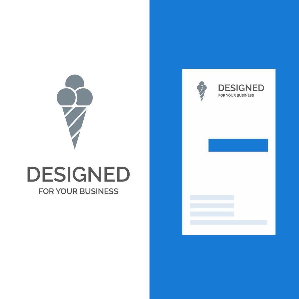 Beach Ice Cream Cone Grey Logo Design and Business Card Template vector