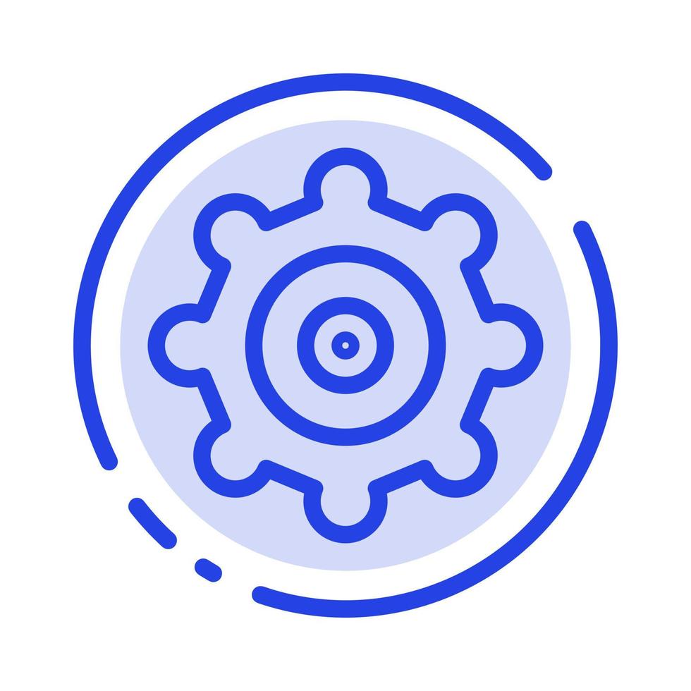 Setting Gear Blue Dotted Line Line Icon vector