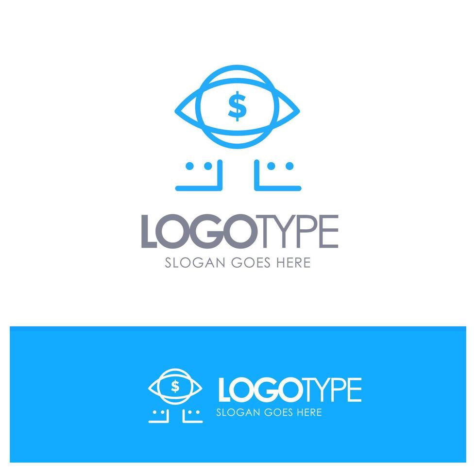 Eye Dollar Marketing Digital Blue Outline Logo Place for Tagline vector