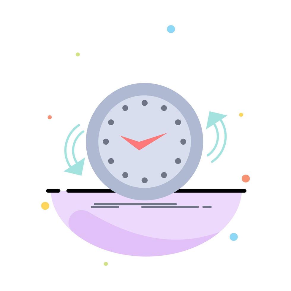 reloj de respaldo en el sentido de las agujas del reloj en contra del tiempo vector de icono de color plano