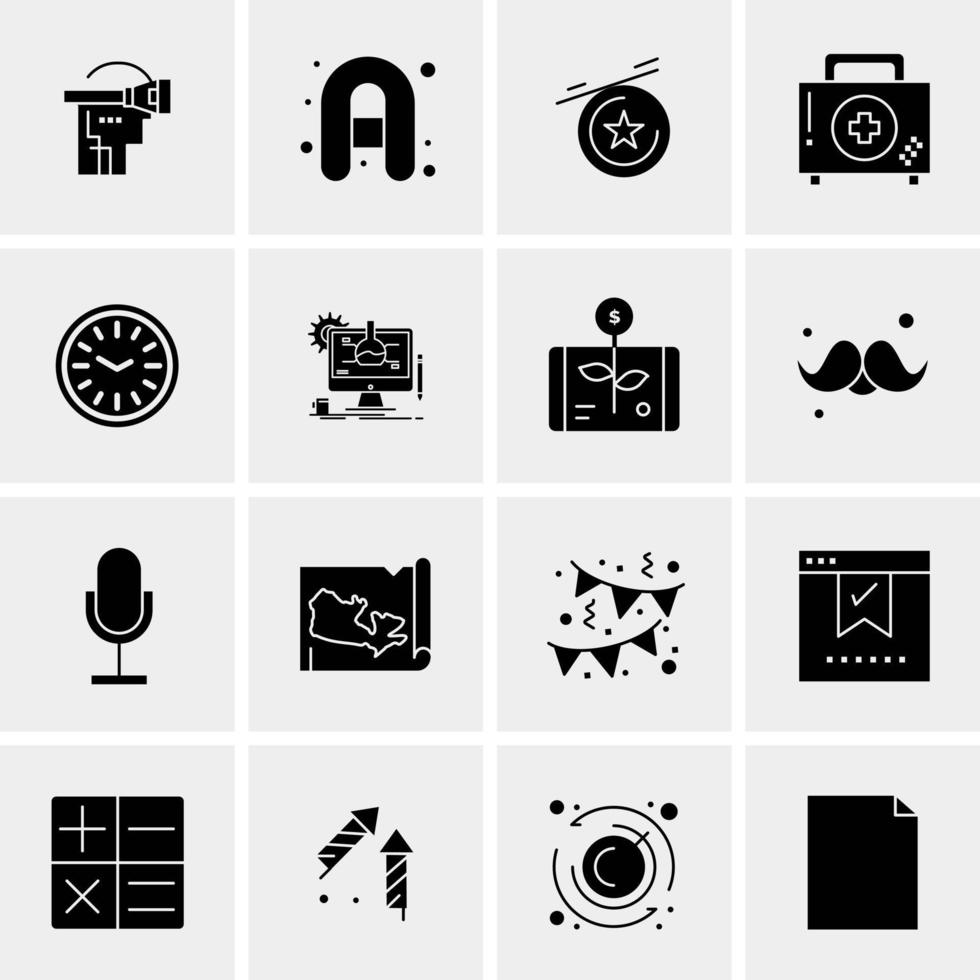 16 iconos de negocios universales vector ilustración de icono creativo para usar en proyectos relacionados con la web y dispositivos móviles