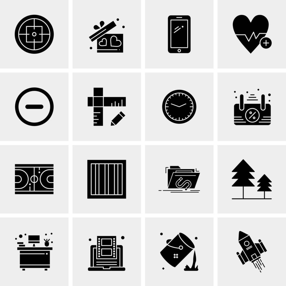 16 iconos de negocios universales vector ilustración de icono creativo para usar en proyectos relacionados con la web y dispositivos móviles