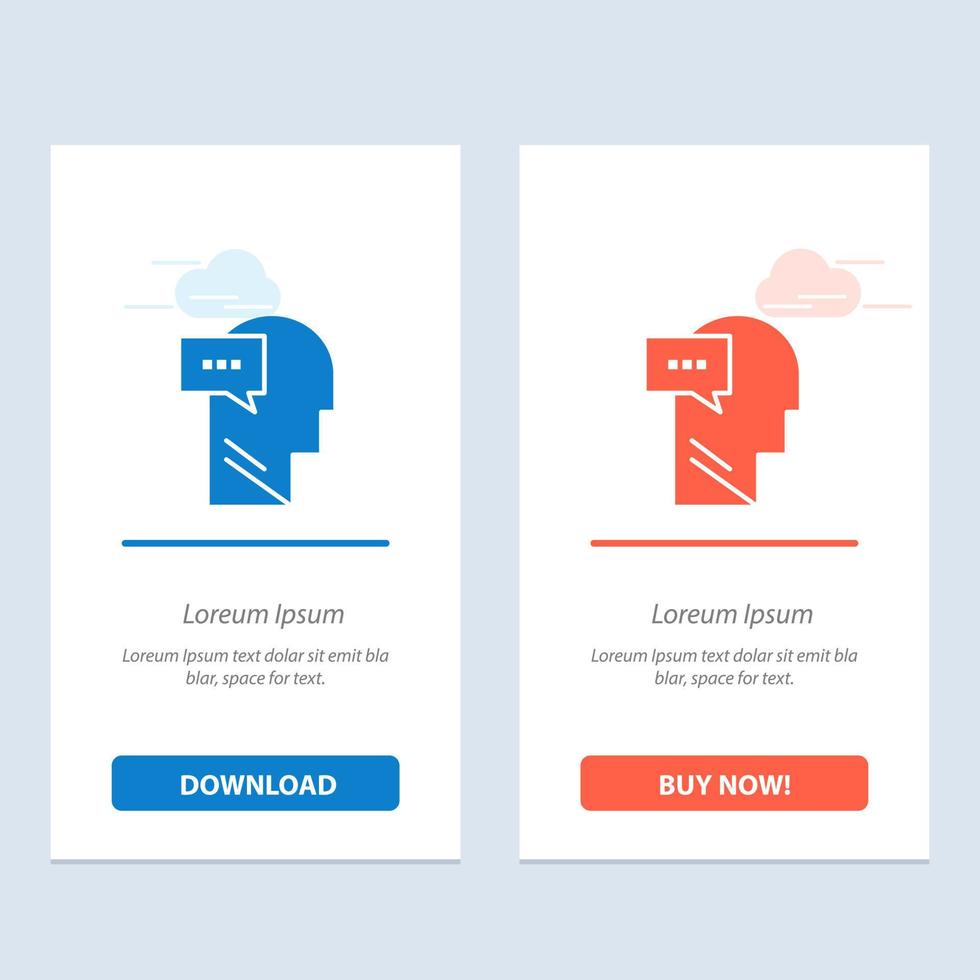 Mind Dialog Inner Head  Blue and Red Download and Buy Now web Widget Card Template vector