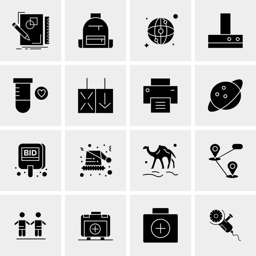 16 iconos de negocios universales vector ilustración de icono creativo para usar en proyectos relacionados con la web y dispositivos móviles