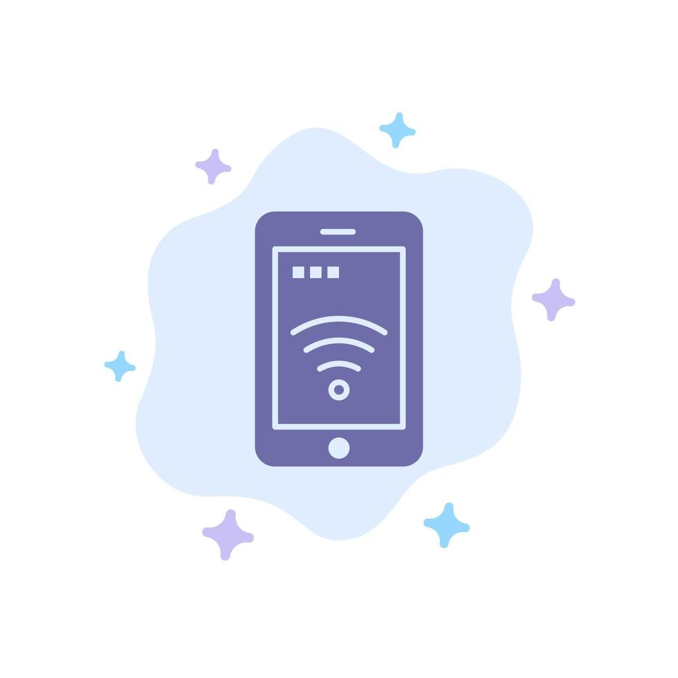 Mobile Sign Service Wifi Blue Icon on Abstract Cloud Background vector