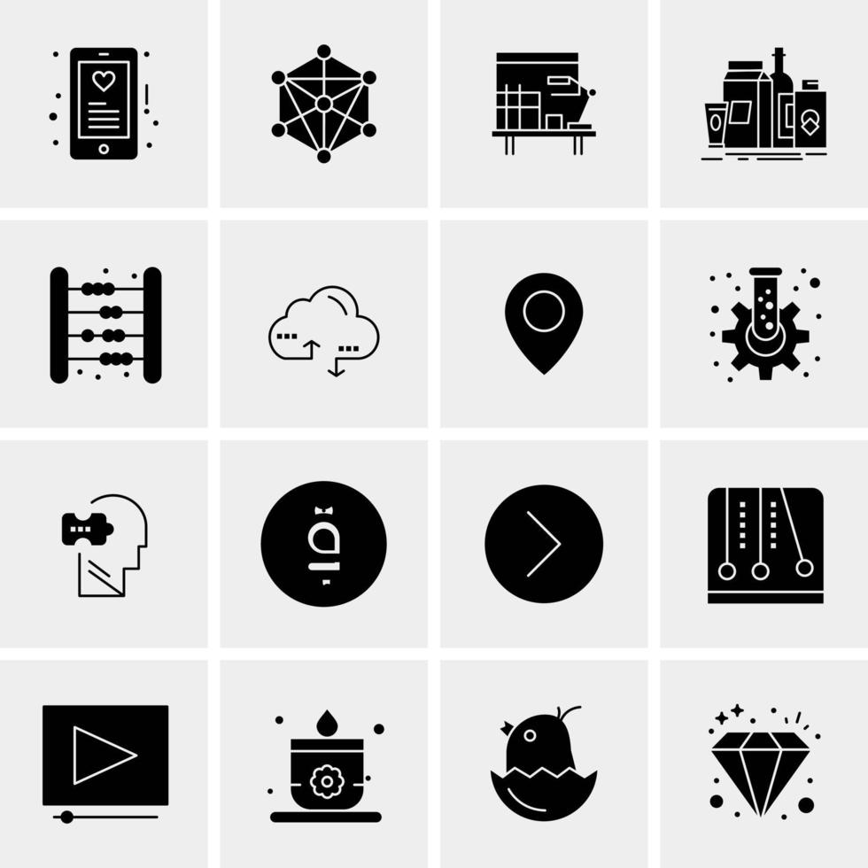 16 iconos de negocios universales vector ilustración de icono creativo para usar en proyectos relacionados con la web y dispositivos móviles