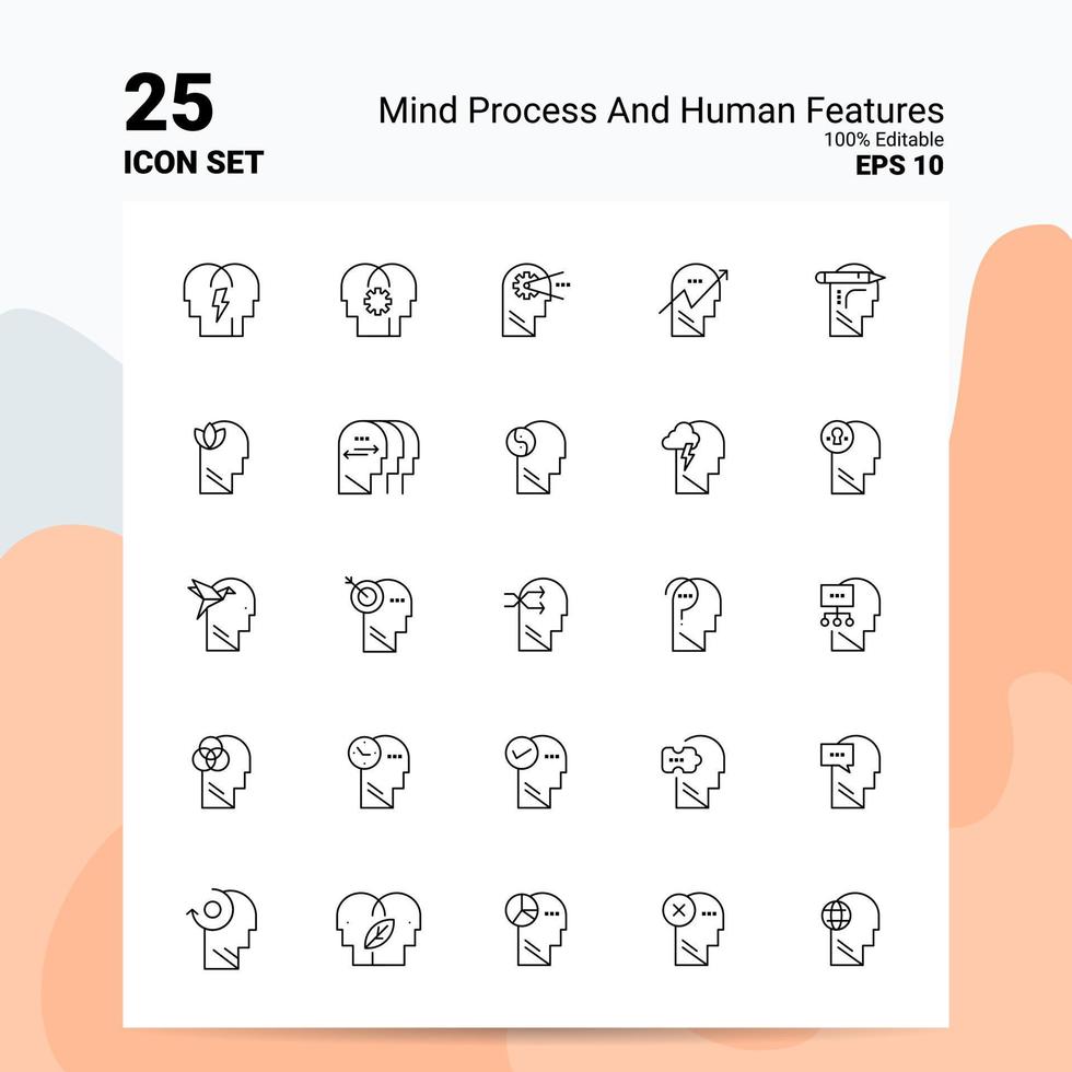 25 Mind Process And Human Features Icon Set 100 Editable EPS 10 Files Business Logo Concept Ideas Line icon design vector