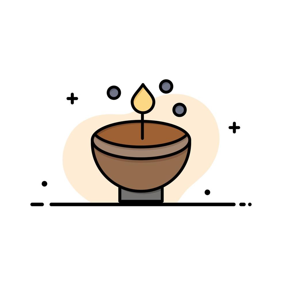 celebrar deepam deepavali diwali festival lámpara luz negocio línea plana lleno icono vector banner plantilla