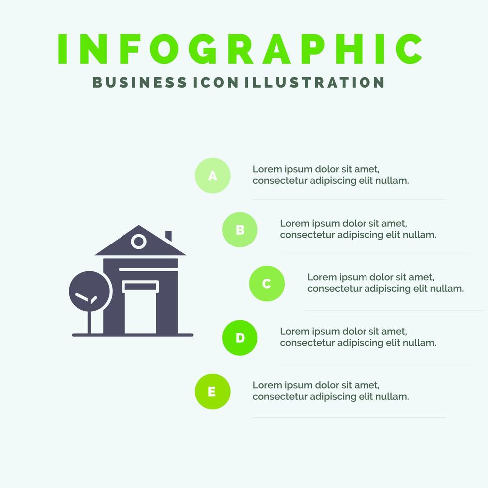 Building Home House Hotel Infographics Presentation Template 5 Steps Presentation vector