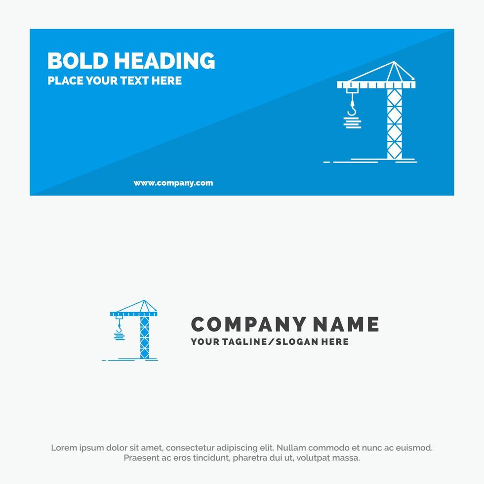 Crane Building Construction Constructing Tower SOlid Icon Website Banner and Business Logo Template vector