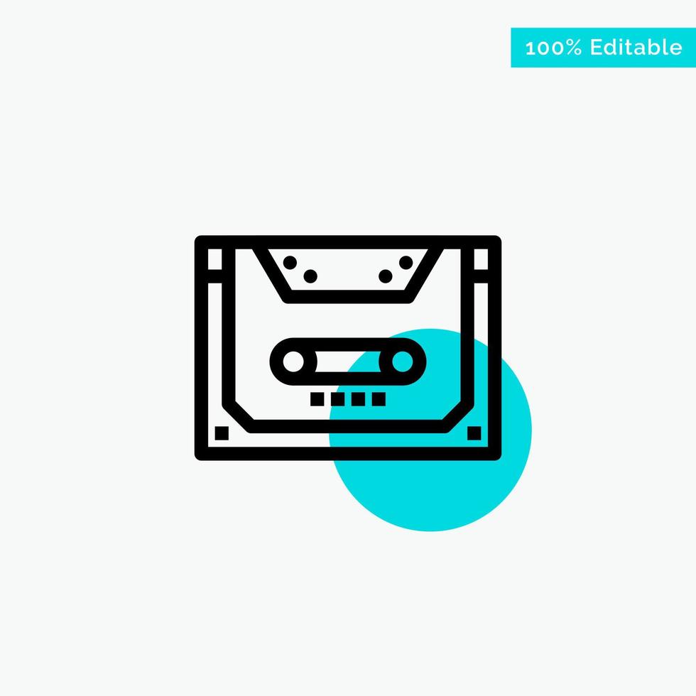 Analog Audio Cassette Compact Deck turquoise highlight circle point Vector icon