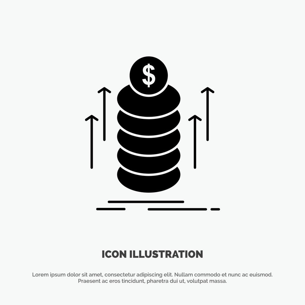 Money Bundle Transfer Coins solid Glyph Icon vector