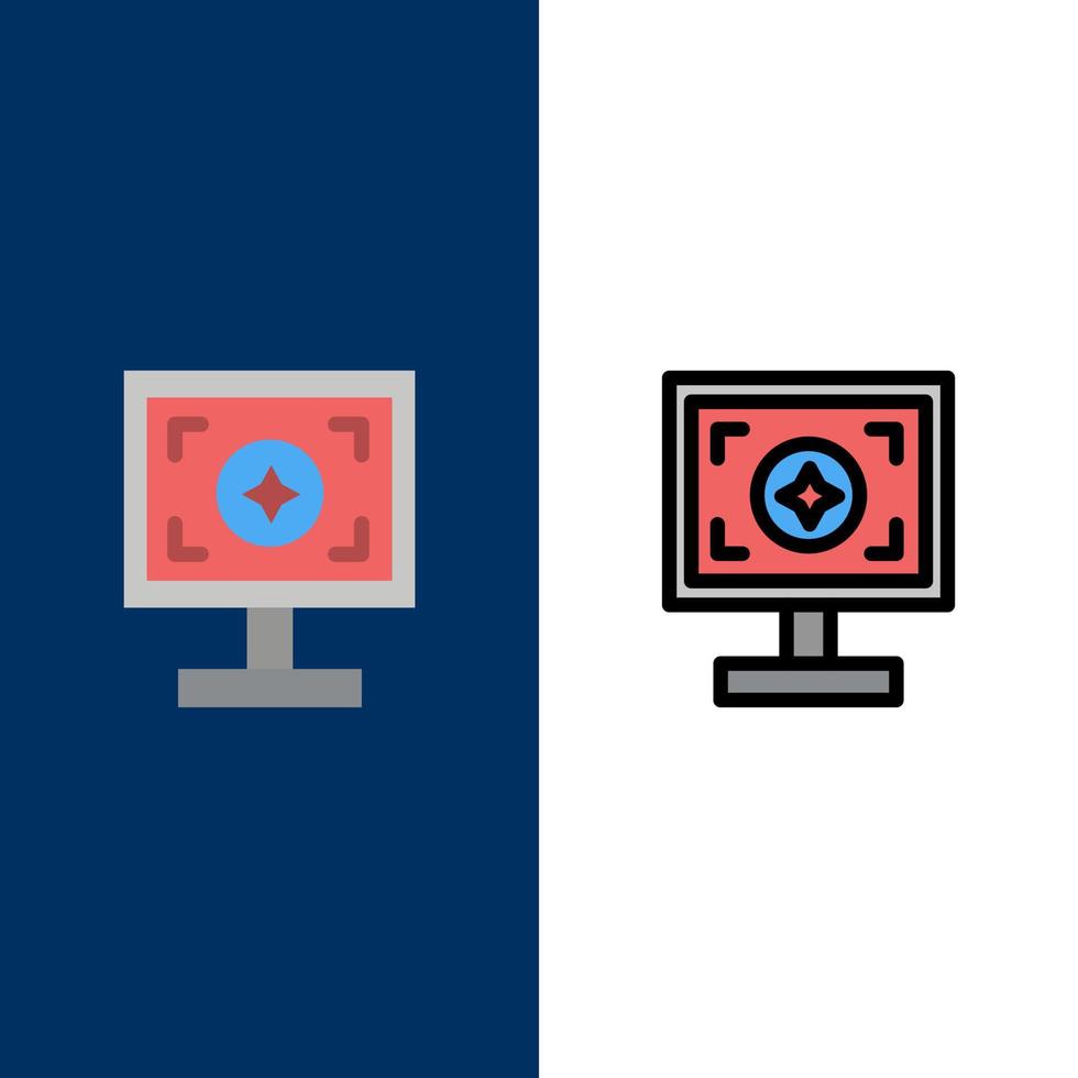 Brand Branding Design Print  Icons Flat and Line Filled Icon Set Vector Blue Background