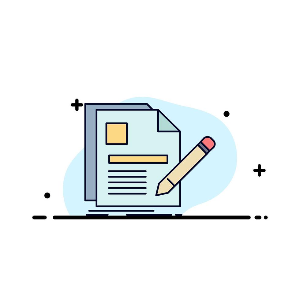 document file page pen Resume Flat Color Icon Vector