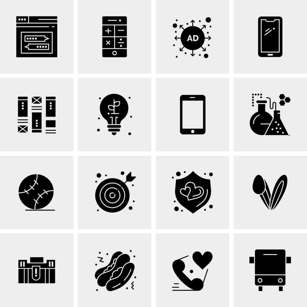 16 iconos de negocios universales vector ilustración de icono creativo para usar en proyectos relacionados con la web y dispositivos móviles