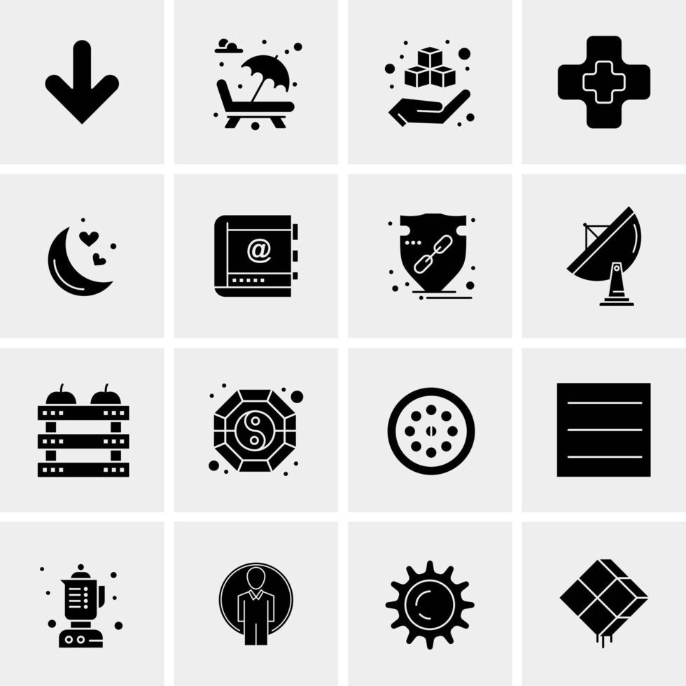 16 iconos de negocios universales vector ilustración de icono creativo para usar en proyectos relacionados con la web y dispositivos móviles