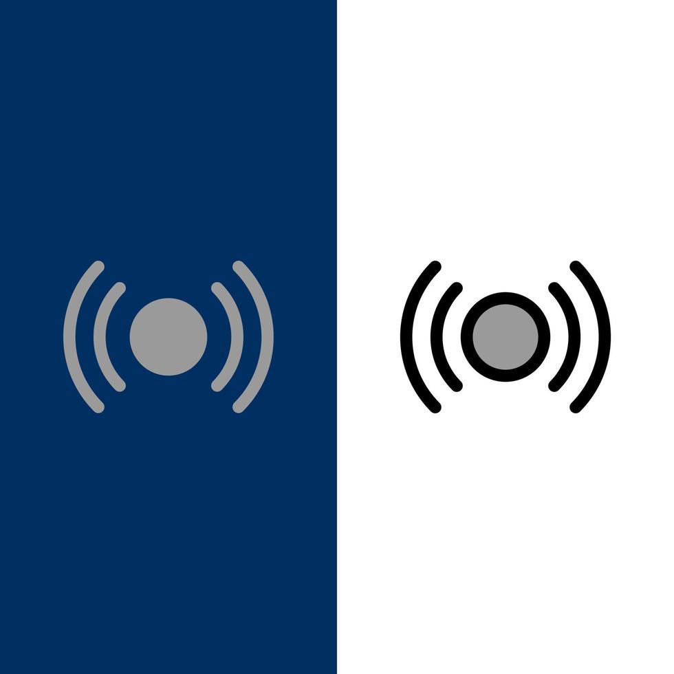 Basic Essential Signal Ui Ux  Icons Flat and Line Filled Icon Set Vector Blue Background