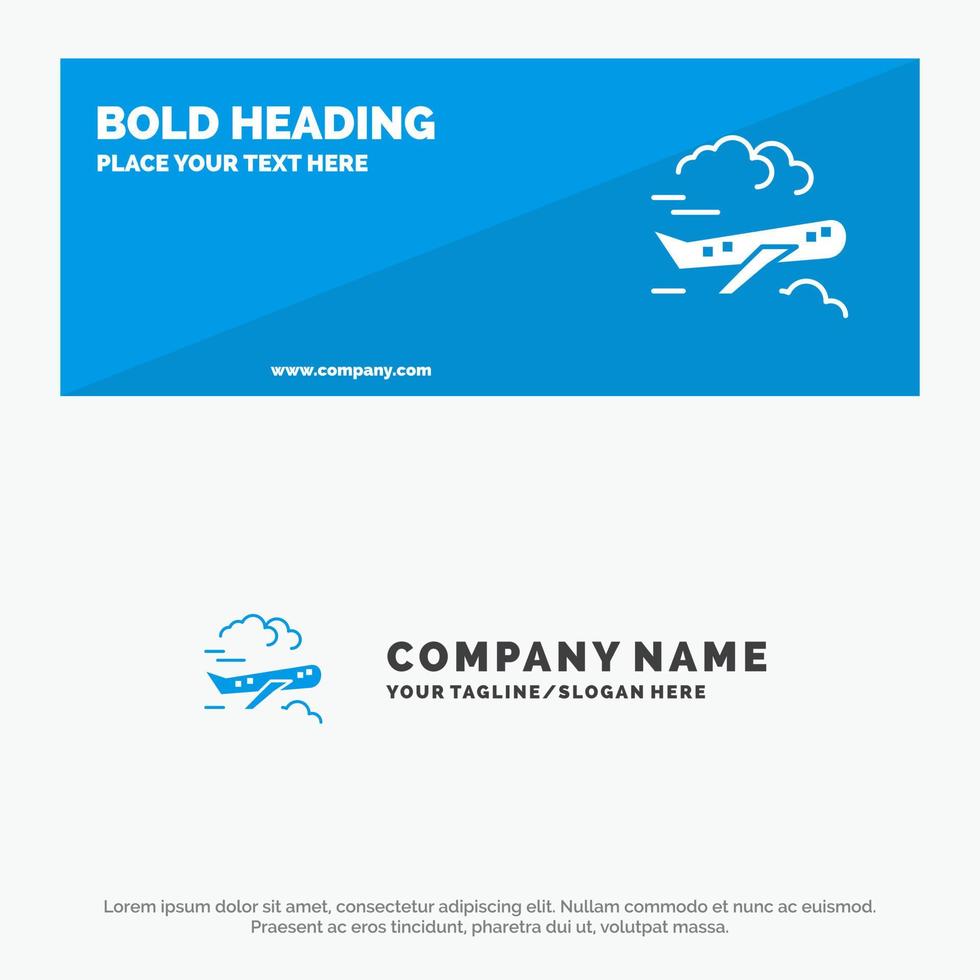 Air Plane Airplane Fly SOlid Icon Website Banner and Business Logo Template vector