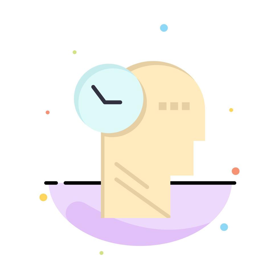 Time Mind Thoughts Head Abstract Flat Color Icon Template vector