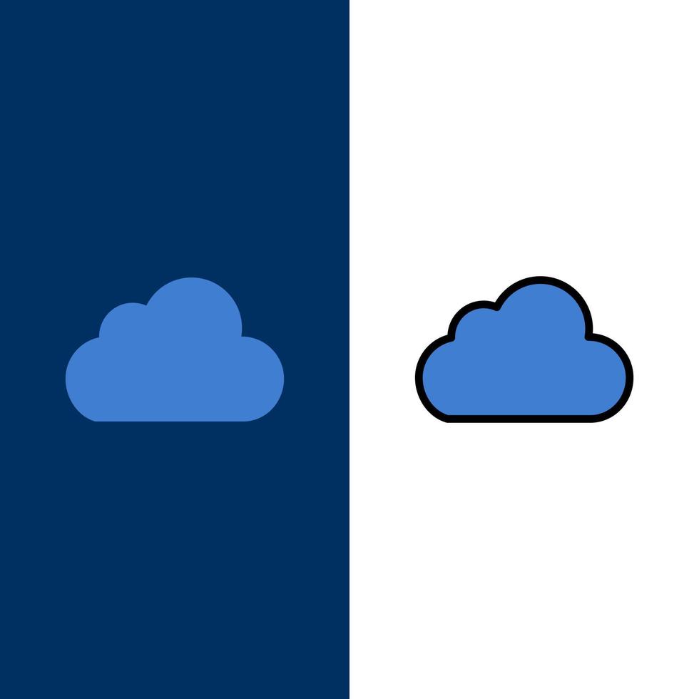 Cloud Data Storage Cloudy  Icons Flat and Line Filled Icon Set Vector Blue Background