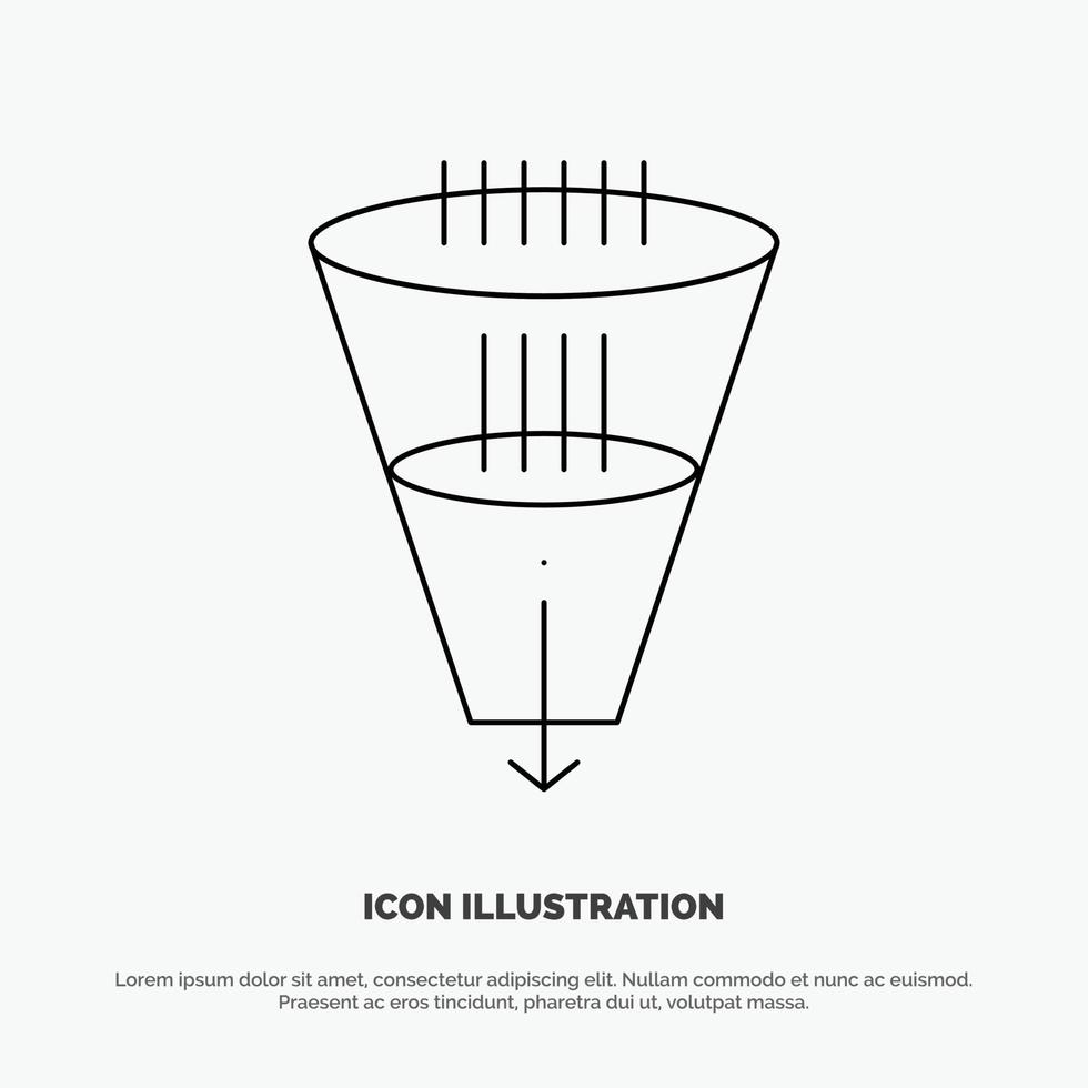 Data Filter Filtering Filtration Funnel Line Icon Vector