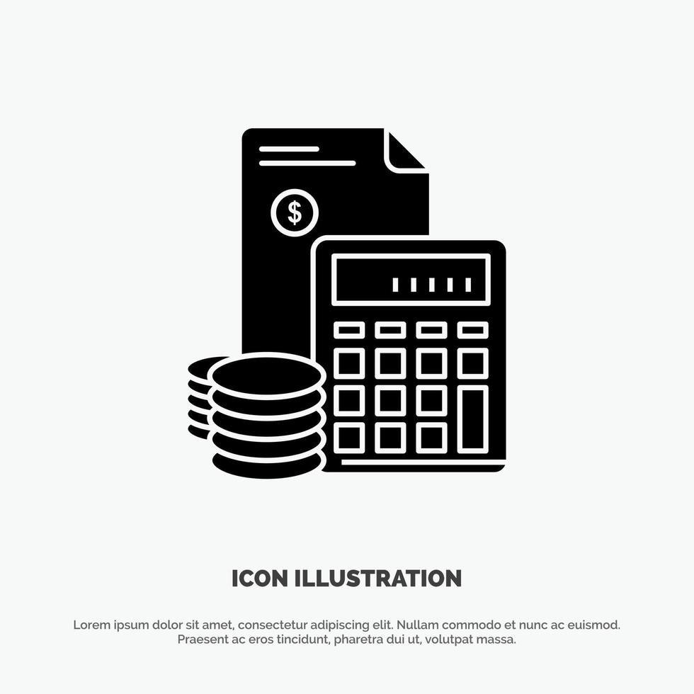 Investment Accumulation Business Debt Savings Calculator Coins solid Glyph Icon vector