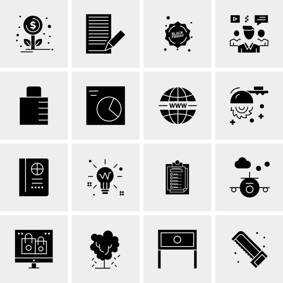 16 iconos de negocios universales vector ilustración de icono creativo para usar en proyectos relacionados con la web y dispositivos móviles