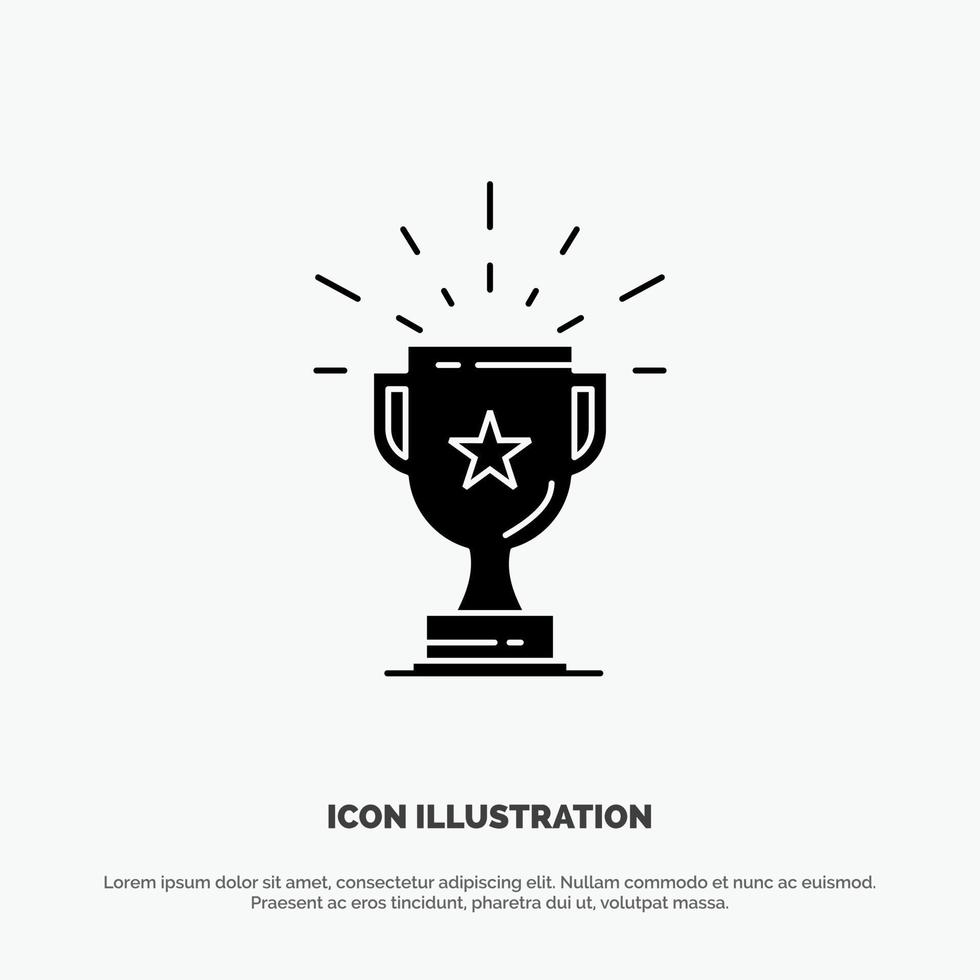 Trophy Achievement Award Business Prize Win Winner solid Glyph Icon vector