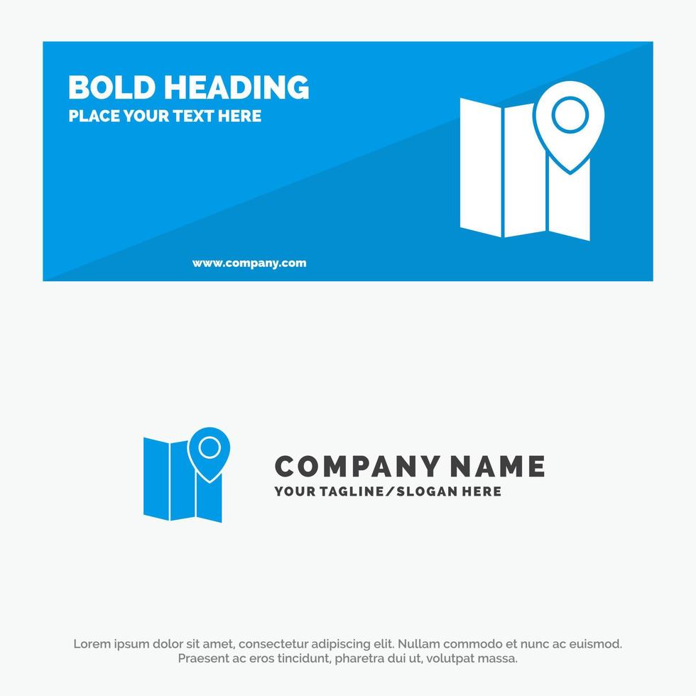 Location Map Marker Pin SOlid Icon Website Banner and Business Logo Template vector