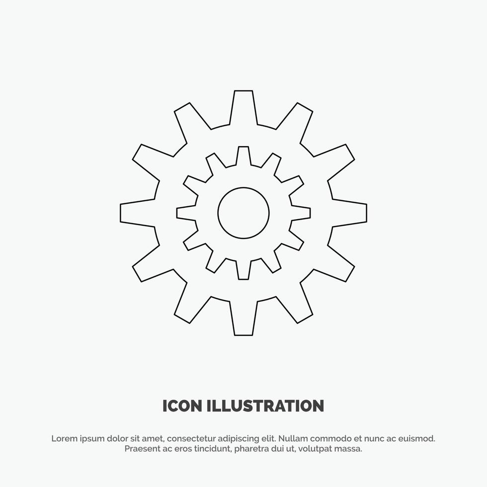 Settings Cog Gear Production System Wheel Work Line Icon Vector