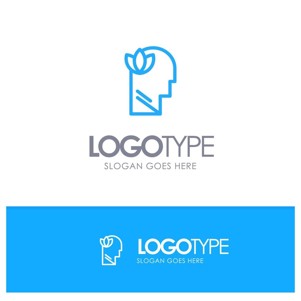 relajación mental mente cabeza contorno azul logotipo lugar para eslogan vector