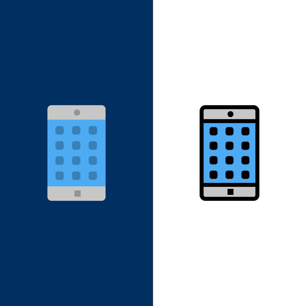 Application Mobile Mobile Application Password  Icons Flat and Line Filled Icon Set Vector Blue Background