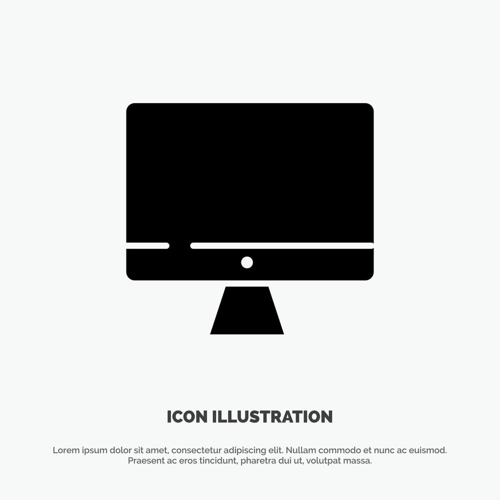 Computer Monitor Screen Hardware solid Glyph Icon vector