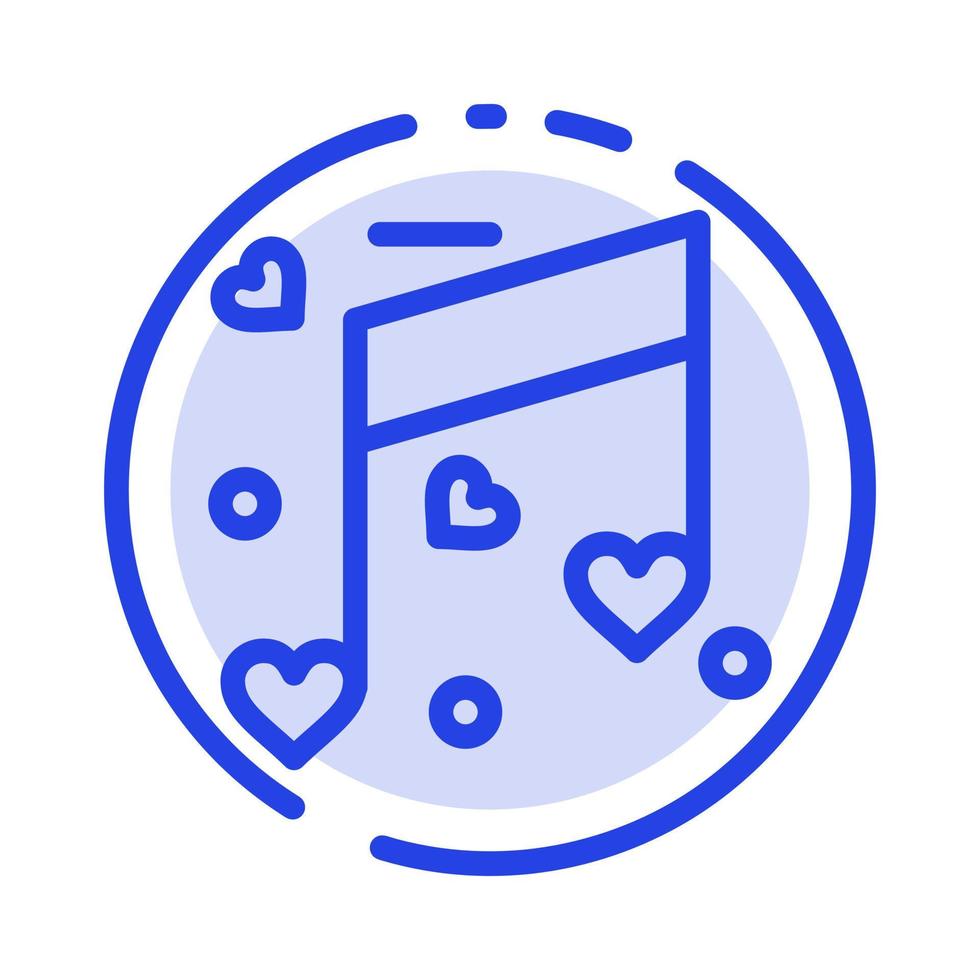 música amor corazón boda línea punteada azul icono de línea vector