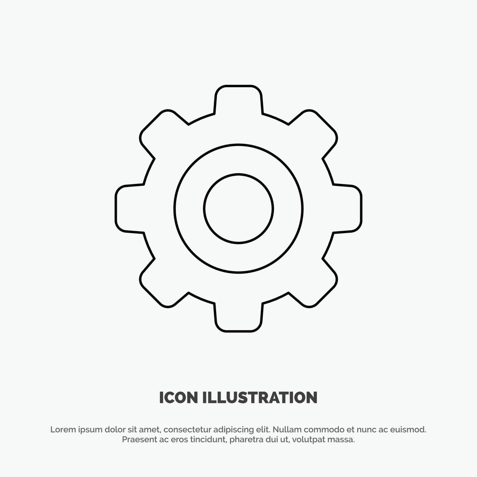 Basic General Gear Wheel Line Icon Vector