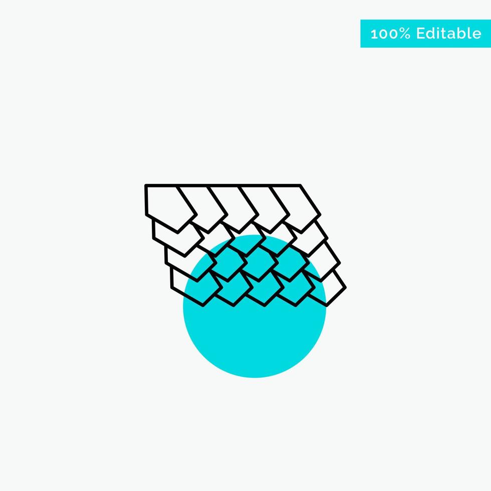 Roof Tile Top Construction turquoise highlight circle point Vector icon