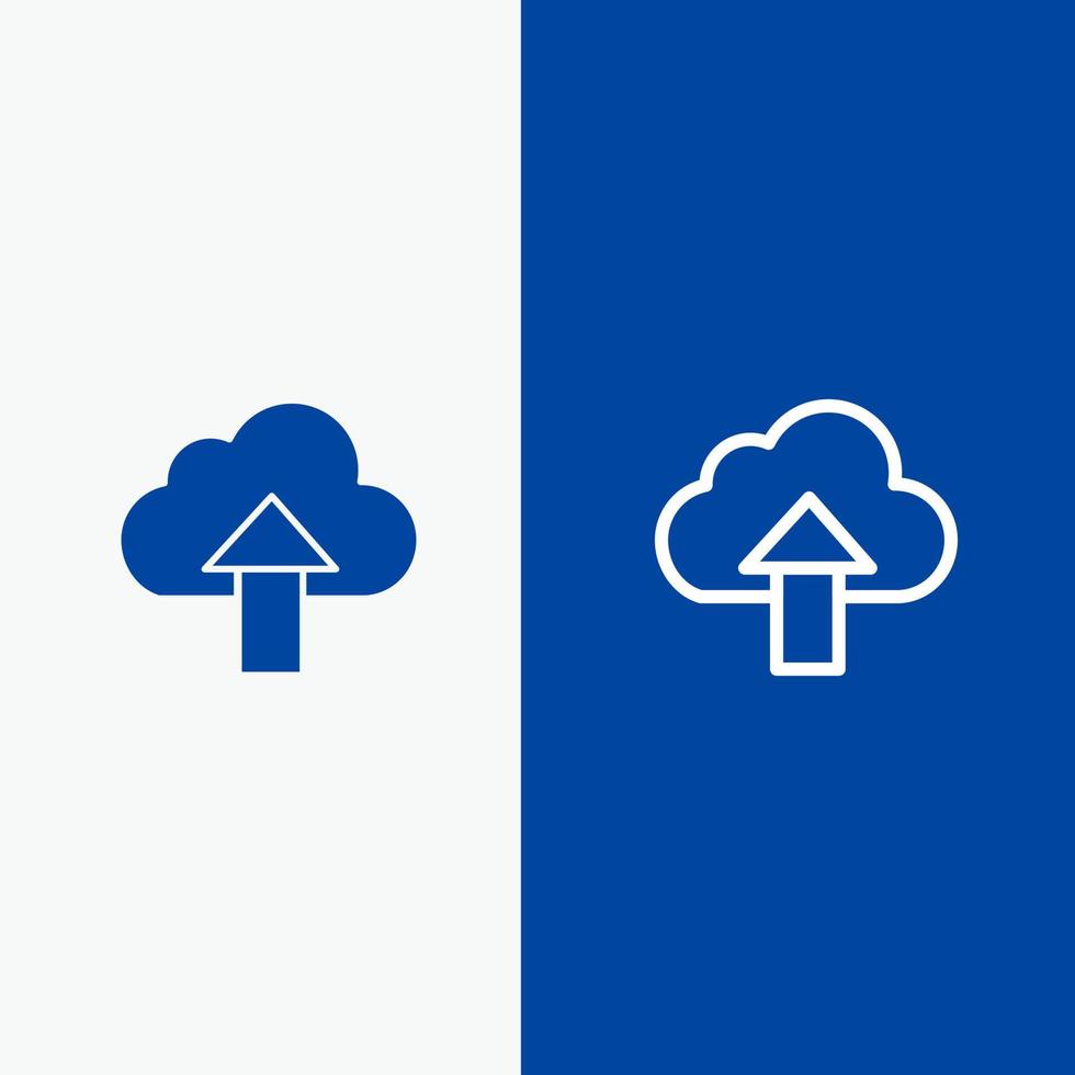 Arrow Upload Up Cloud Line and Glyph Solid icon Blue banner Line and Glyph Solid icon Blue banner vector